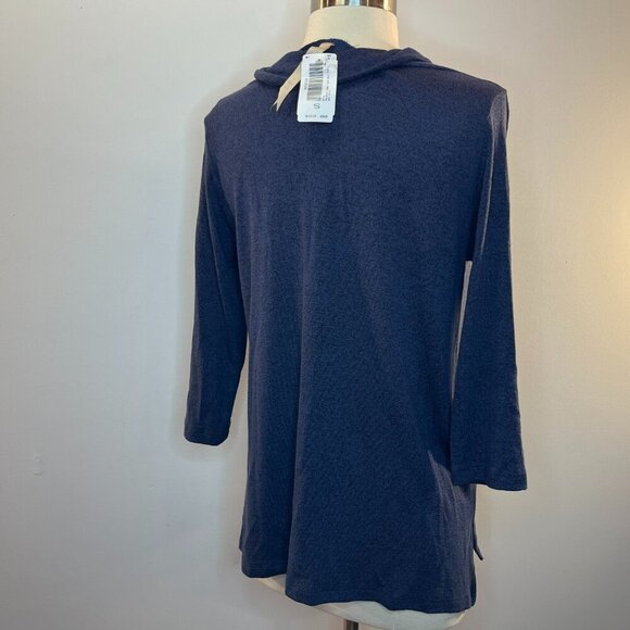 NATURAL LIFE Clothing Women's Navy Melange Cowl 3/4 Slv Top - Small - NWT $69 - Picture 2 of 3